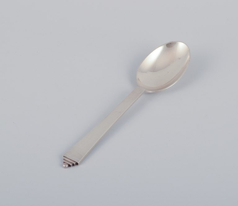 Georg Jensen Pyramid, six dessert spoons in sterling silver. - 3