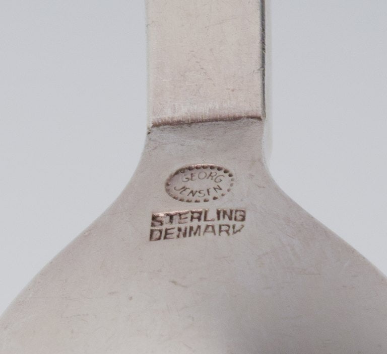 Georg Jensen Pyramid, six dessert spoons in sterling silver. - 5