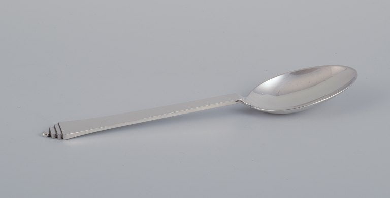 Georg Jensen Pyramid, set of six dinner spoons in sterling silver. - 2