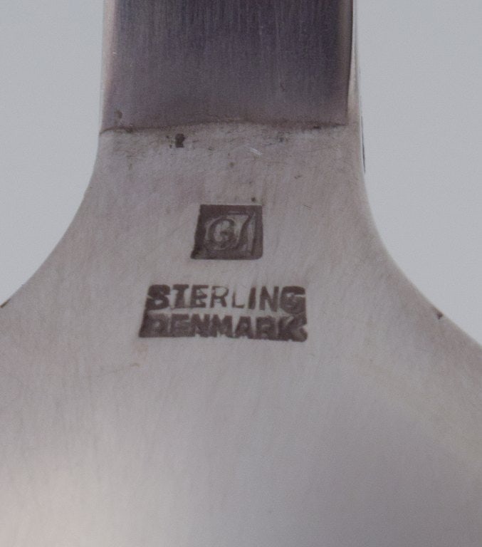 Georg Jensen Pyramid, set of six dinner spoons in sterling silver. - 5