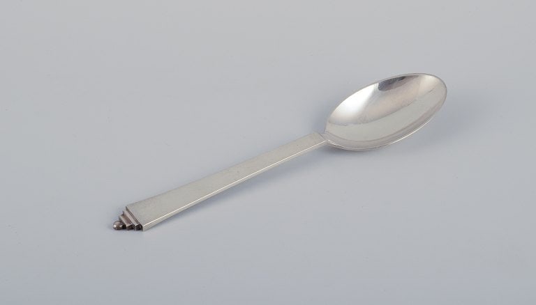 Georg Jensen Pyramid, four dining spoons in sterling silver. - 2