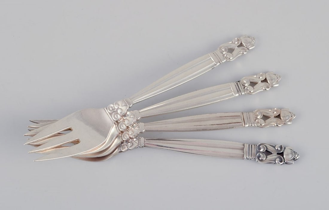 Georg Jensen Acorn. Four fish forks in sterling silver.: Title:Georg Jensen Acorn. Four fish forks in sterling silver.Description:Georg Jensen Acorn. Four fish forks in sterling silver. Hallmark: After 1944. In excellent condition with minimal signs of
