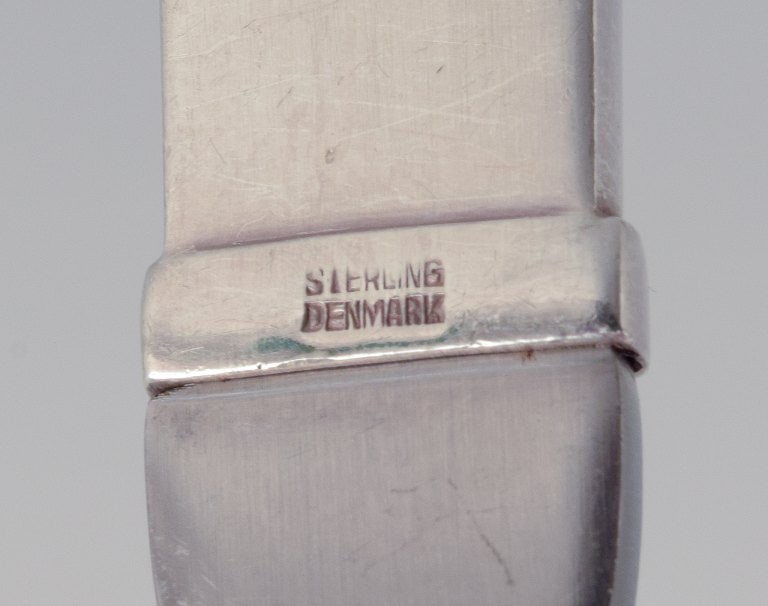 Georg Jensen Pyramid serving spoon in sterling silver and stainless steel. - 6