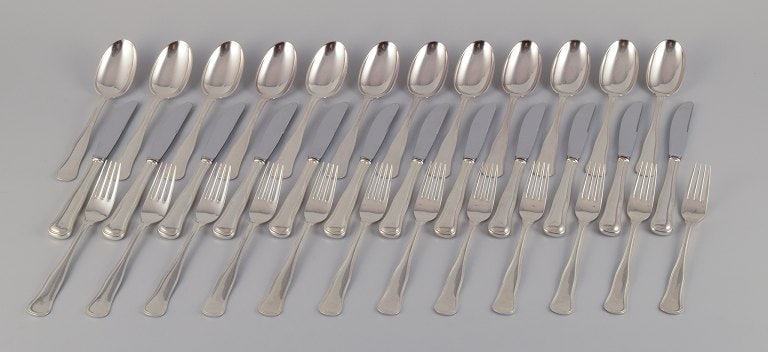 Cohr, Danish silversmith. "Old Danish". A complete twelve-person lunch set consisting of twelve (1 of 8)