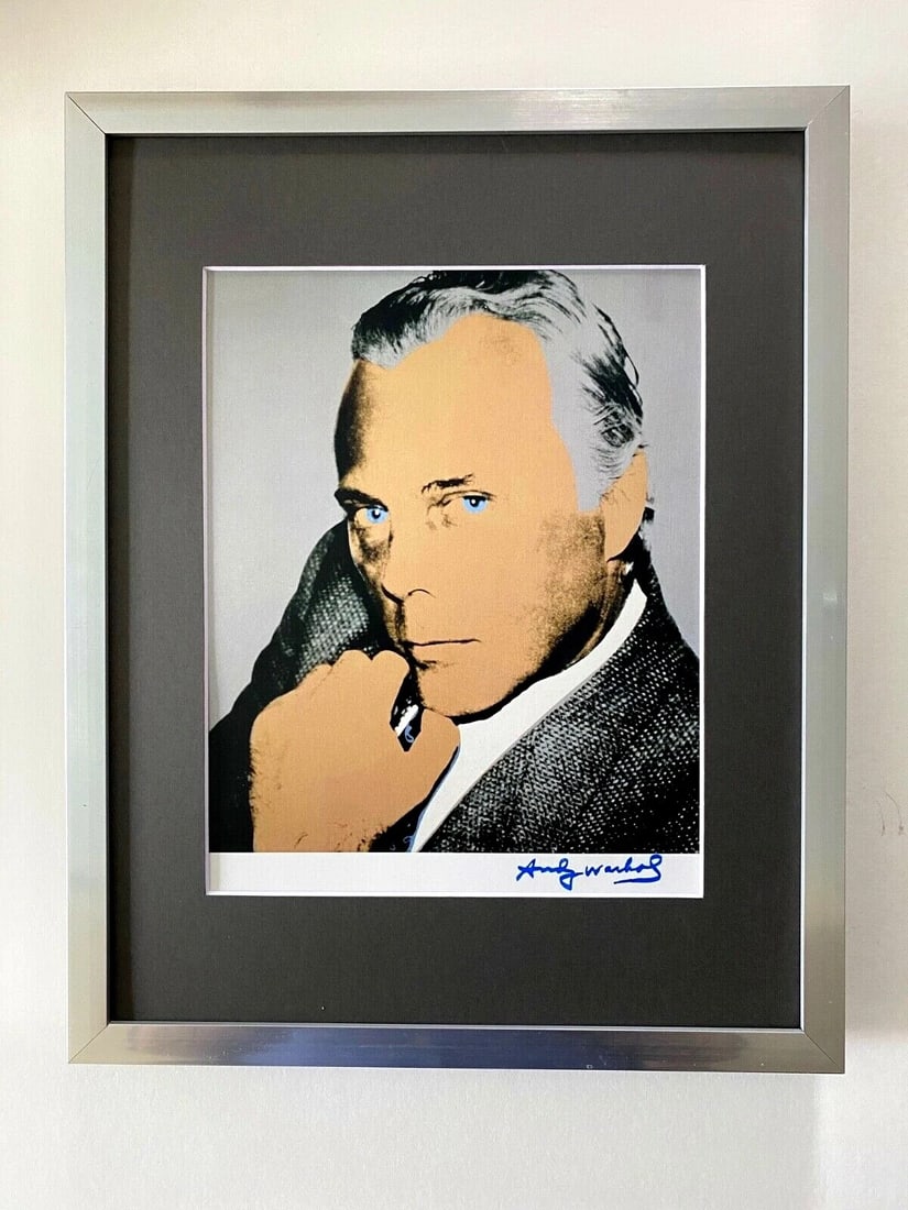 ANDY WARHOL + 1984 SIGNED GIORGIO ARMANI PRINT MATTED 11X14: This is a Beautiful and Scarce Vintage1984 Print after Andy Warhol GIORGIO ARMANI FACSIMILE SIGNED IN BLUE INK Matted to be Framed at Home on your Favorite 11 x 14 NOTE : THE FRAME IS NOT INCLUDED