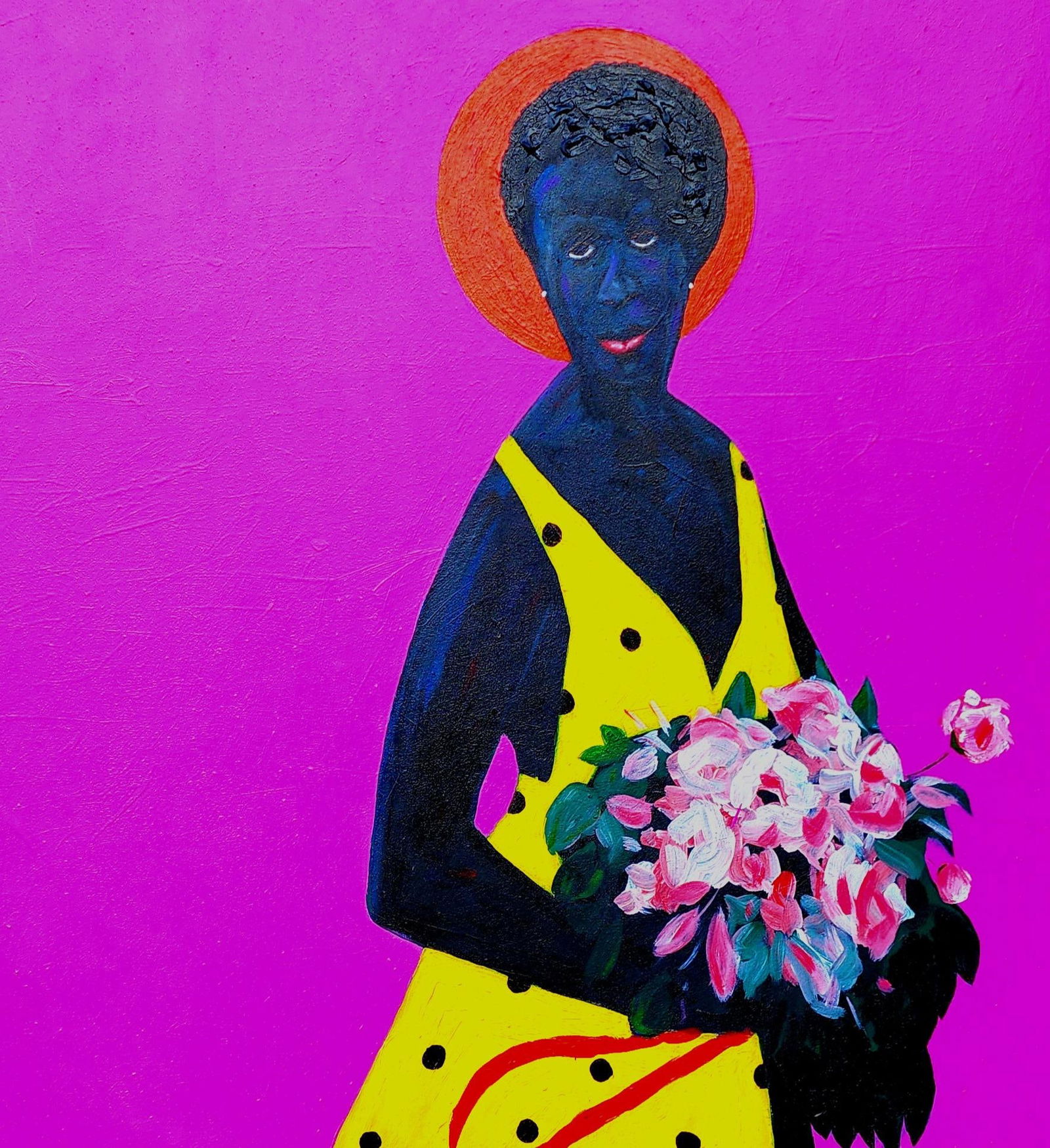 Abayomi Odetomi, Viva - 21st Century, Contemporary, Figurative, Portrait of a Woman with Flowers, - 8