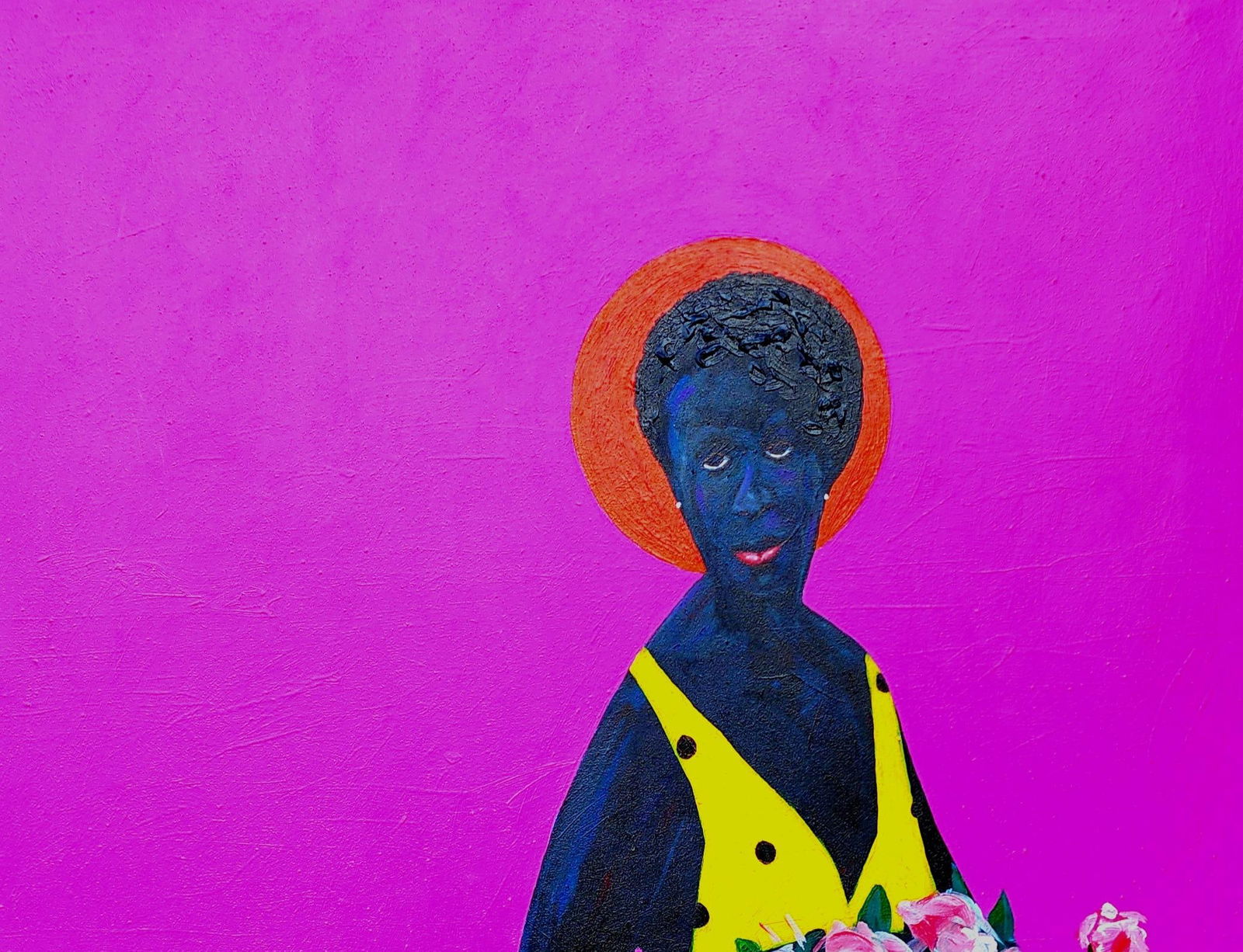 Abayomi Odetomi, Viva - 21st Century, Contemporary, Figurative, Portrait of a Woman with Flowers, - 2