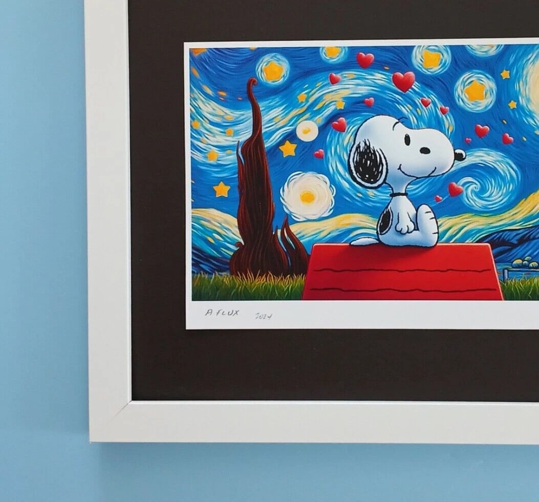 AIDAN FLUX | Hand Signed Original Print Framed | Ltd. Ed. of 100 | COA A Snoopy - 3