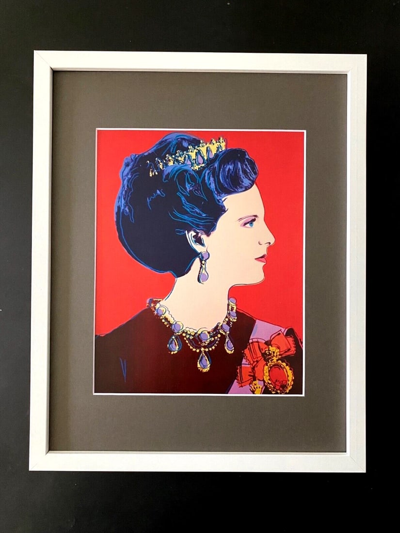 ANDY WARHOL + RARE 1984 QUEEN MARGRETHE II OF DENMARK PRINT MATTED AND FRAMED (1 of 5)
