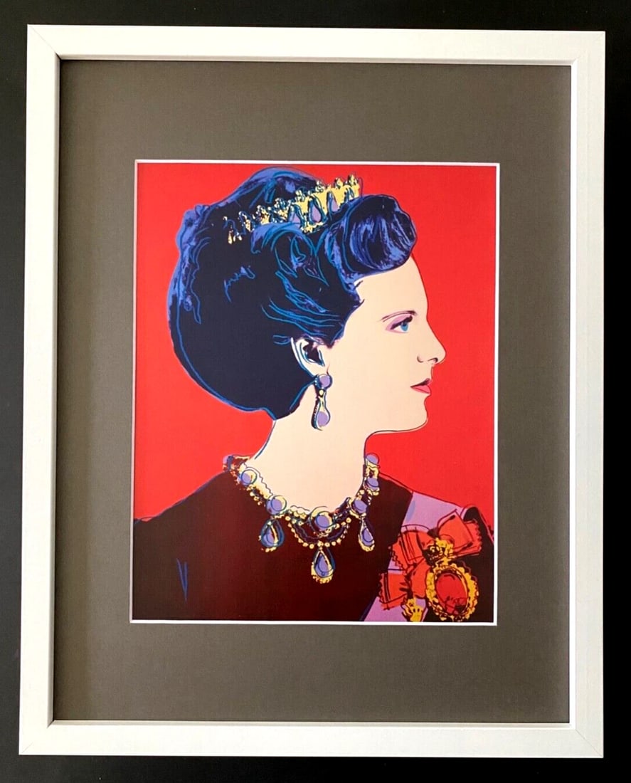 ANDY WARHOL + RARE 1984 QUEEN MARGRETHE II OF DENMARK PRINT MATTED AND FRAMED - 2