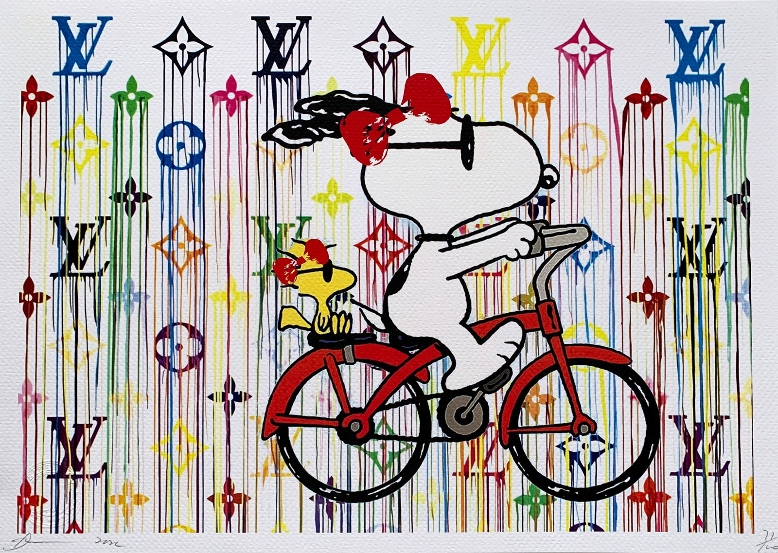 Death NYC Snoopy Louis Vuitton: Title: Death NYC Snoopy Louis Vuitton Date/Period:21st Century Materials: Giclee on Fine art 300 gsm paper Size:17 3/4 x 12 1/2 inches Description:Artist: Death NYC, limited edition giclee on paper, o