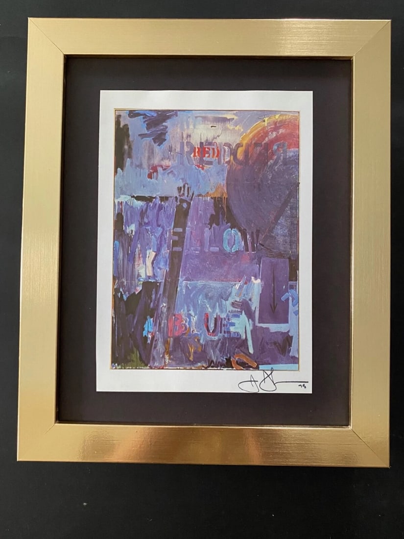 JASPER JOHNS + SIGNED VINTAGE PRINT + NEW FRAME (1 of 5)