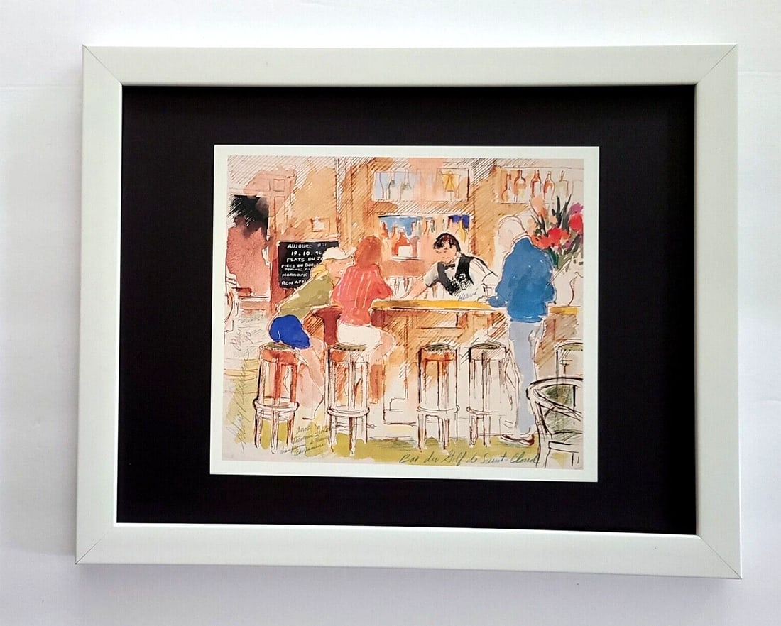 LEROY NEIMAN + BAR DE GOLF + CIRCA 1990'S + SIGNED GOLF PRINT+ FRAMED