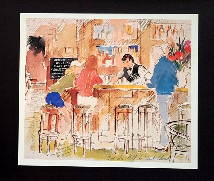 LEROY NEIMAN + BAR DE GOLF + CIRCA 1990'S + SIGNED GOLF PRINT+ FRAMED - 2
