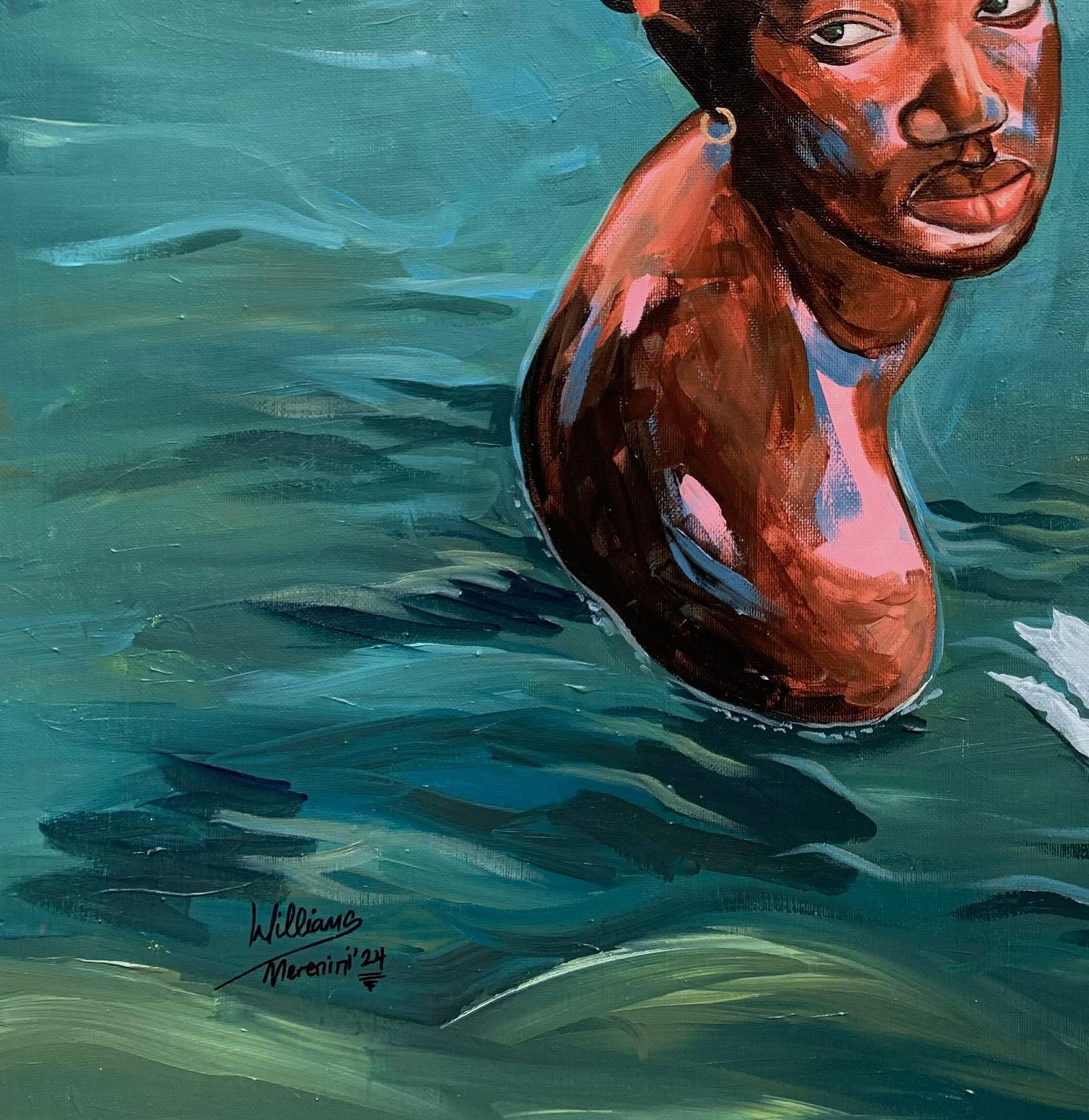 Merenini Williams, God, Look Down - 21st Century, Contemporary, Figurative Portrait, Women, Ocean, - 13