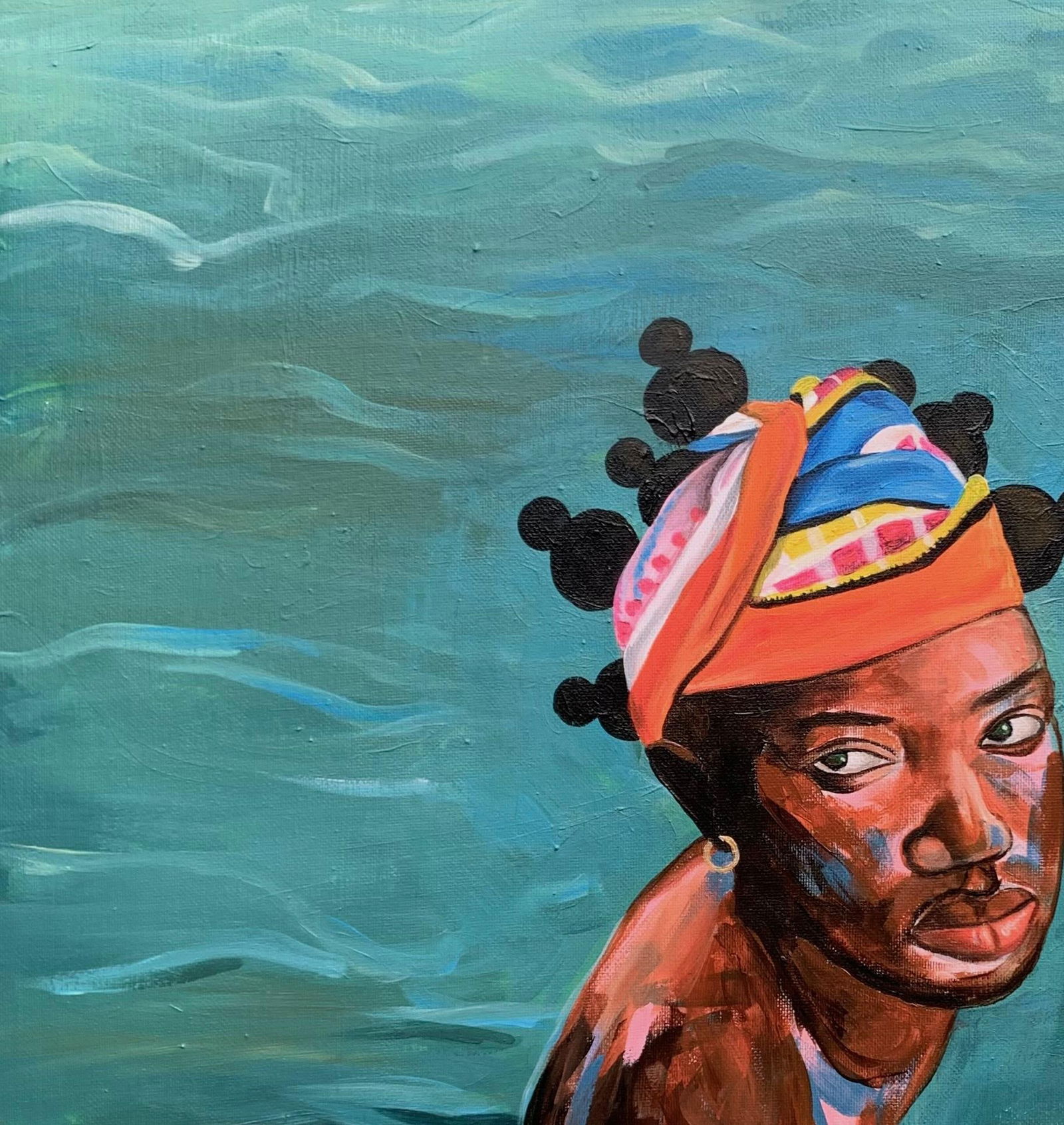 Merenini Williams, God, Look Down - 21st Century, Contemporary, Figurative Portrait, Women, Ocean, - 5