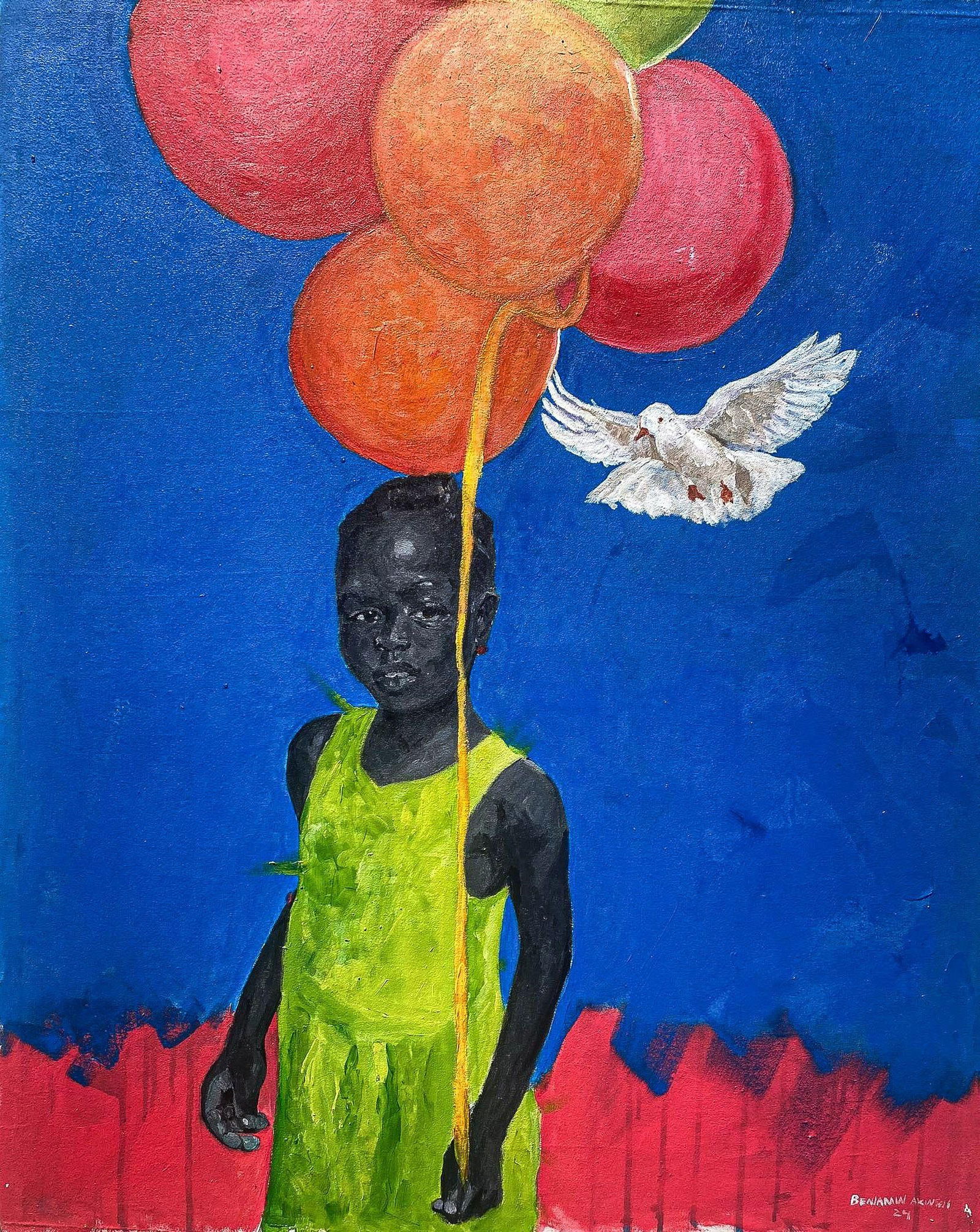 Benjamin Akinsoji, Discover 1 - 21st Century, Contemporary, Figurative, Children, Africa, Balloons, - 4