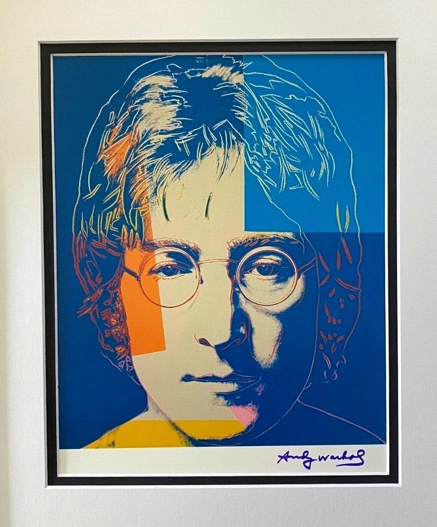 ANDY WARHOL AWESOME 1984 SIGNED JOHN LENNON PRINT MATTED TO 11X14 - 2