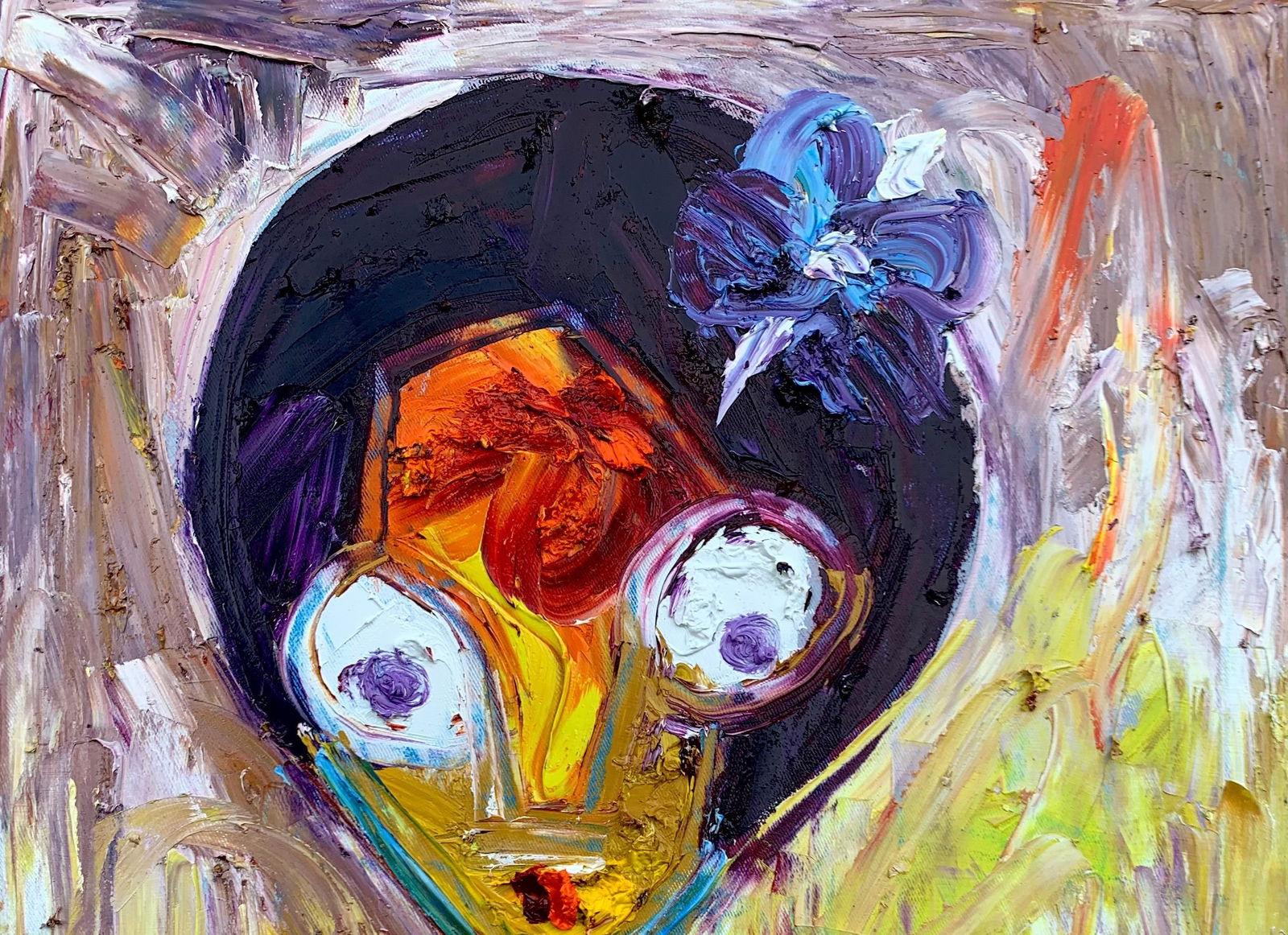 Abiodun Nafiu Azeez, Whispers of Butterfly - 21st Century, Contemporary, Figurative Impasto, Woman, - 9