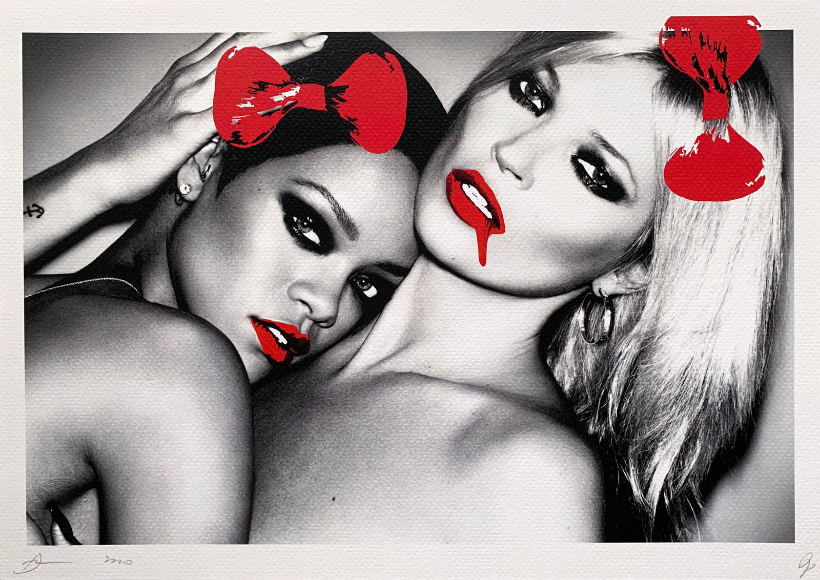 Death NYC Rihanna Kate Moss: Title: Death NYC Rihanna Kate MossDate/Period:21st CenturyMaterials: Giclee on Fine art 300 gsm paperSize:17 3/4 x 12 1/2 inchesDescription:Artist: Death NYC, limited edition giclee on paper, out of