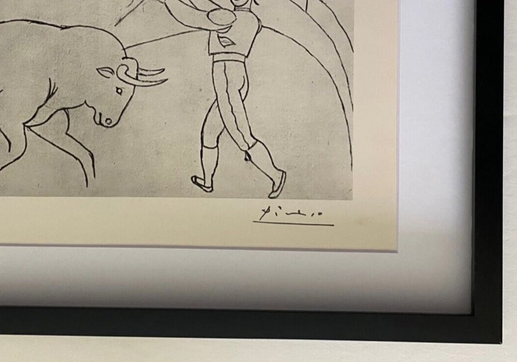 PABLO PICASSO + 1960 SIGNED TOREROS PRINT MATTED & FRAMED - 2