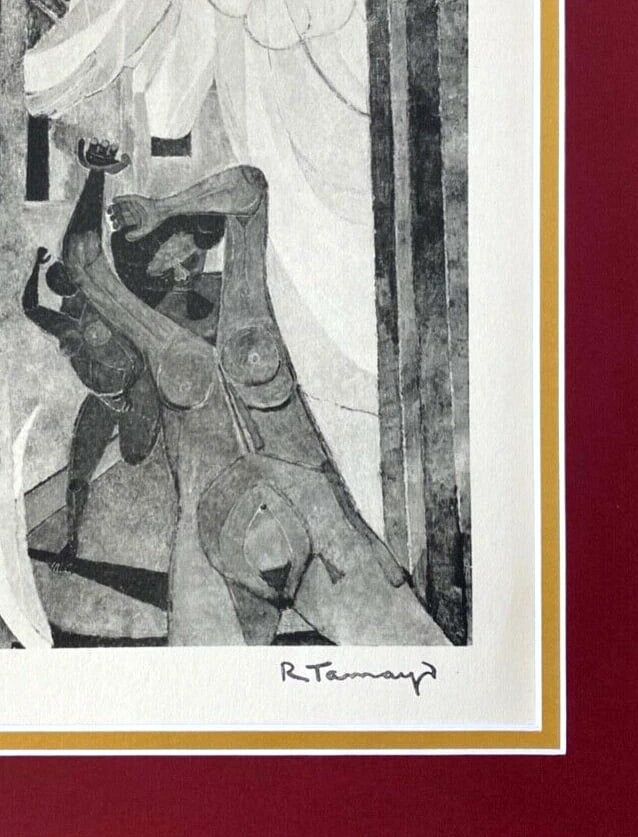 RUFINO TAMAYO 1947 BEAUTIFUL SIGNED PRINT MATTED AND FRAMED - 3