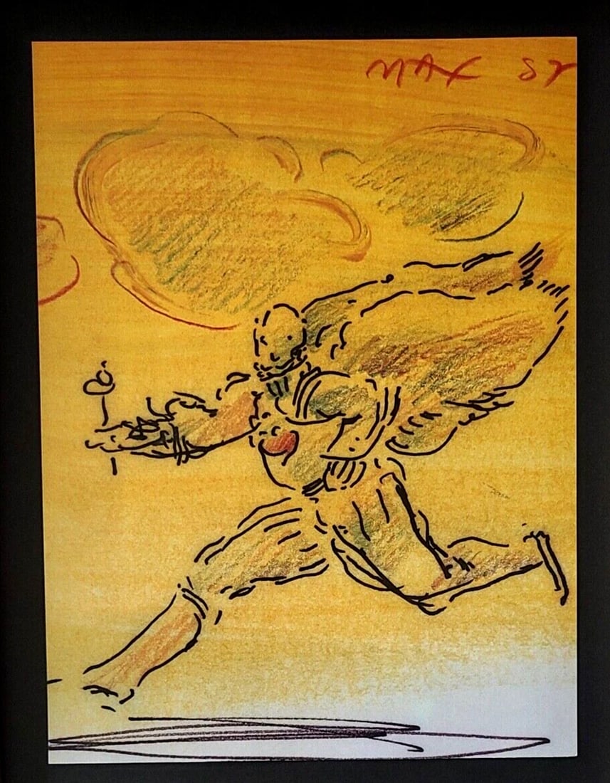 PETER MAX + AWESOME + 1980'S SIGNED PRINT w NEW GOLDEN FRAME - 2