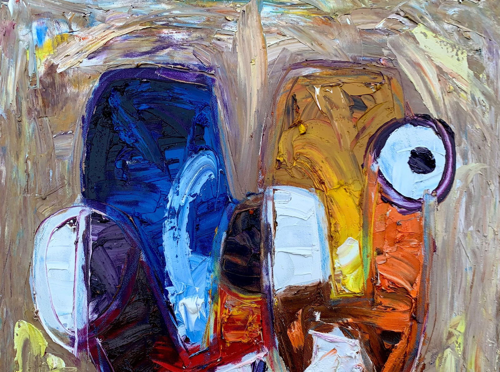 Abiodun Nafiu Azeez, Happy Moments -21st Century, Contemporary, Figurative Impasto, People, Woman, - 9