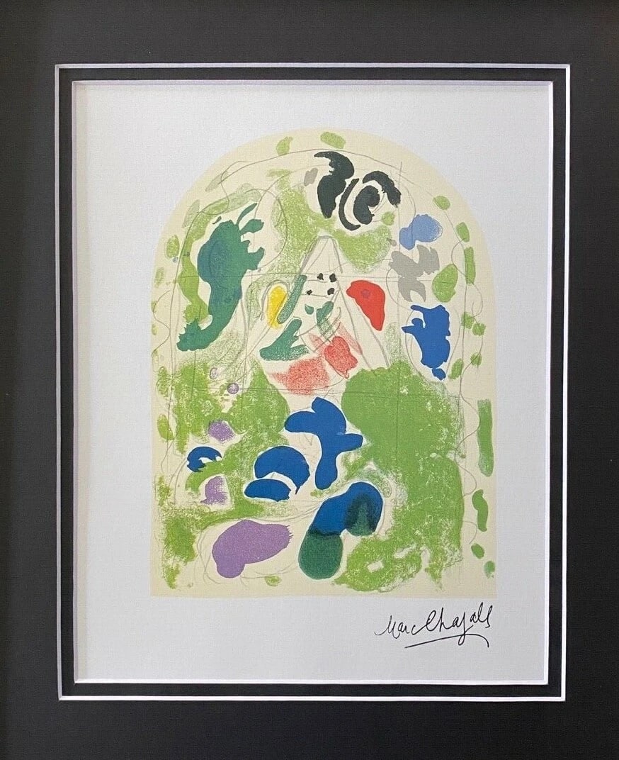 MARC CHAGALL +1967 BEAUTIFUL SIGNED WINDOW OF ISSACHAR PRINT FRAMED - 2