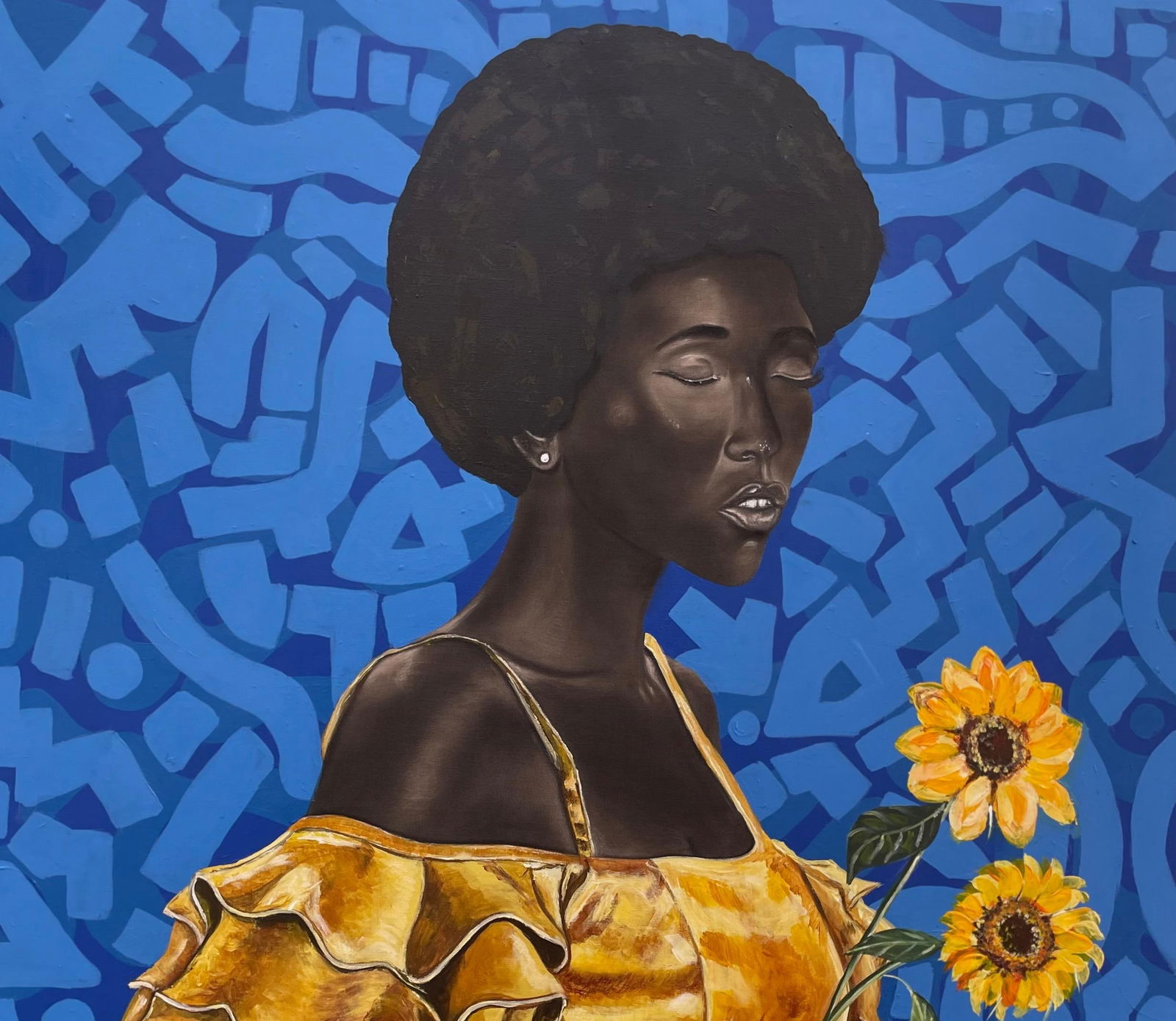 Oluwafemi Akanmu, Sun Flower - 21st Century, Contemporary, Portrait, Mixed Media, Africa, Face, 2024 - 3
