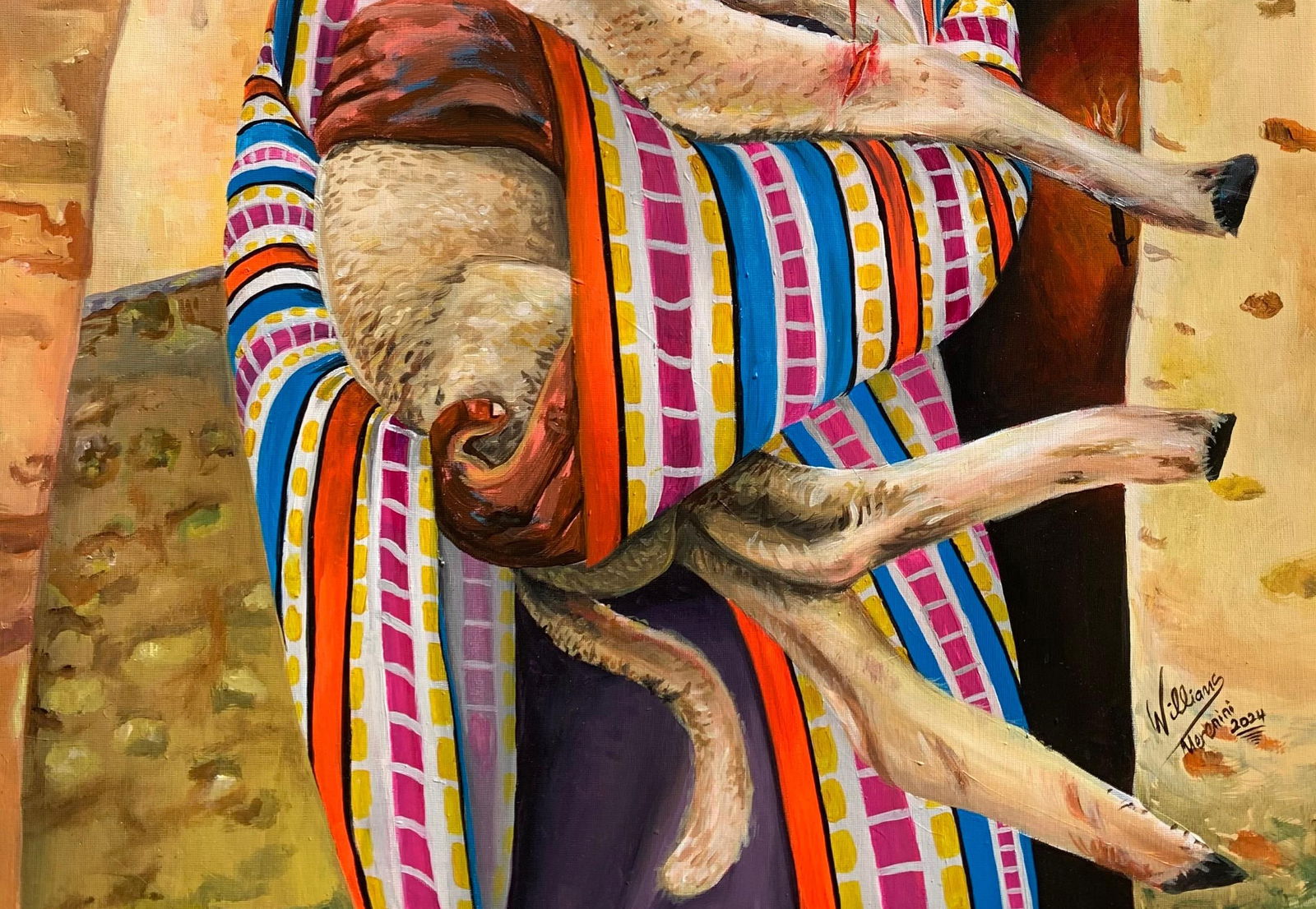 Merenini Williams, Ra'ah (Shepherd) - 21st Century, Contemporary, Figurative, Young Man with Sheep, - 6