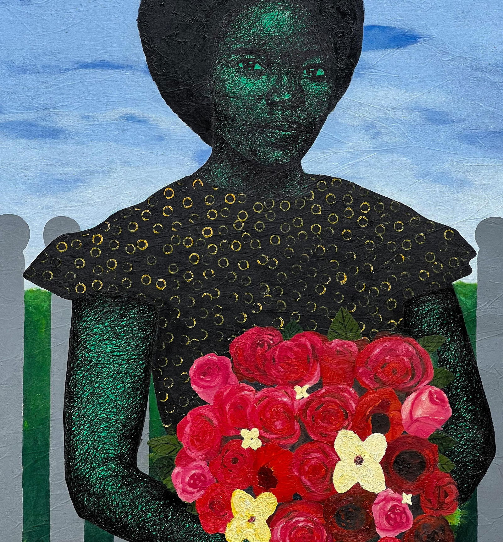 Emmanuel Aderiye, Virtuous Woman -21st Century, Contemporary, Figurative, Africa Woman with Flower, - 8