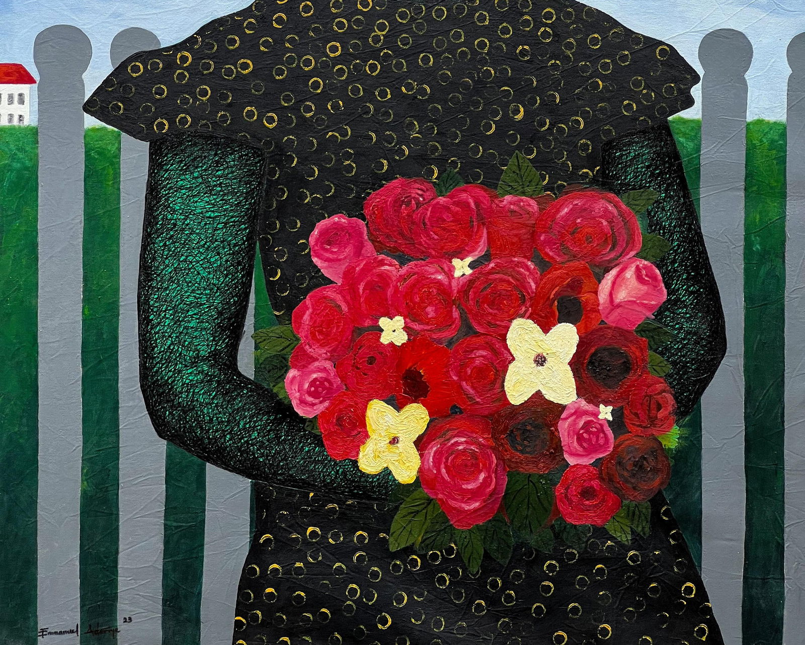 Emmanuel Aderiye, Virtuous Woman -21st Century, Contemporary, Figurative, Africa Woman with Flower, - 11