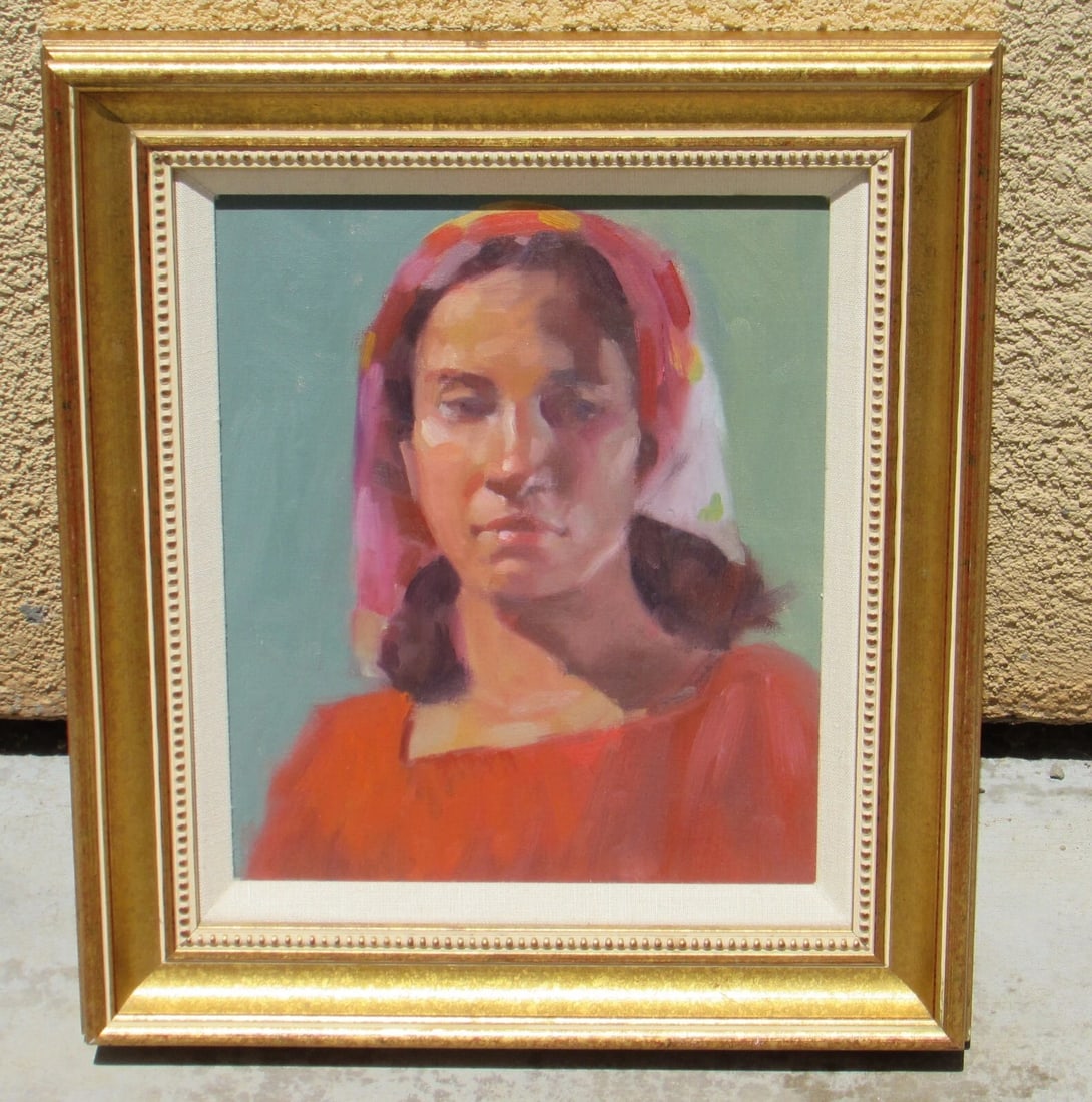TIM FERRARO $$ Artist Portrait of a Bhutan Woman 2007 oil Compare at $1200 - 3