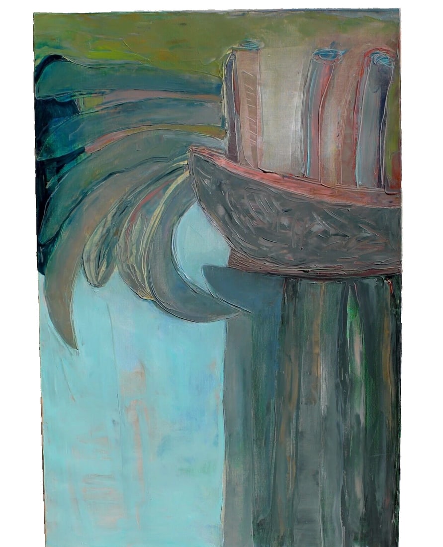 NINA BEATY New York Modernist Corinthian Painting 48" x 32" oil on linen 1984: Title: NINA BEATY New York Modernist Corinthian Painting 48" x 32" oil on linen 1984Description: NINA BEATY (New York Modernist) CORINTHIAN PAINTING, 1984, oil painting on linen, signed and dated and