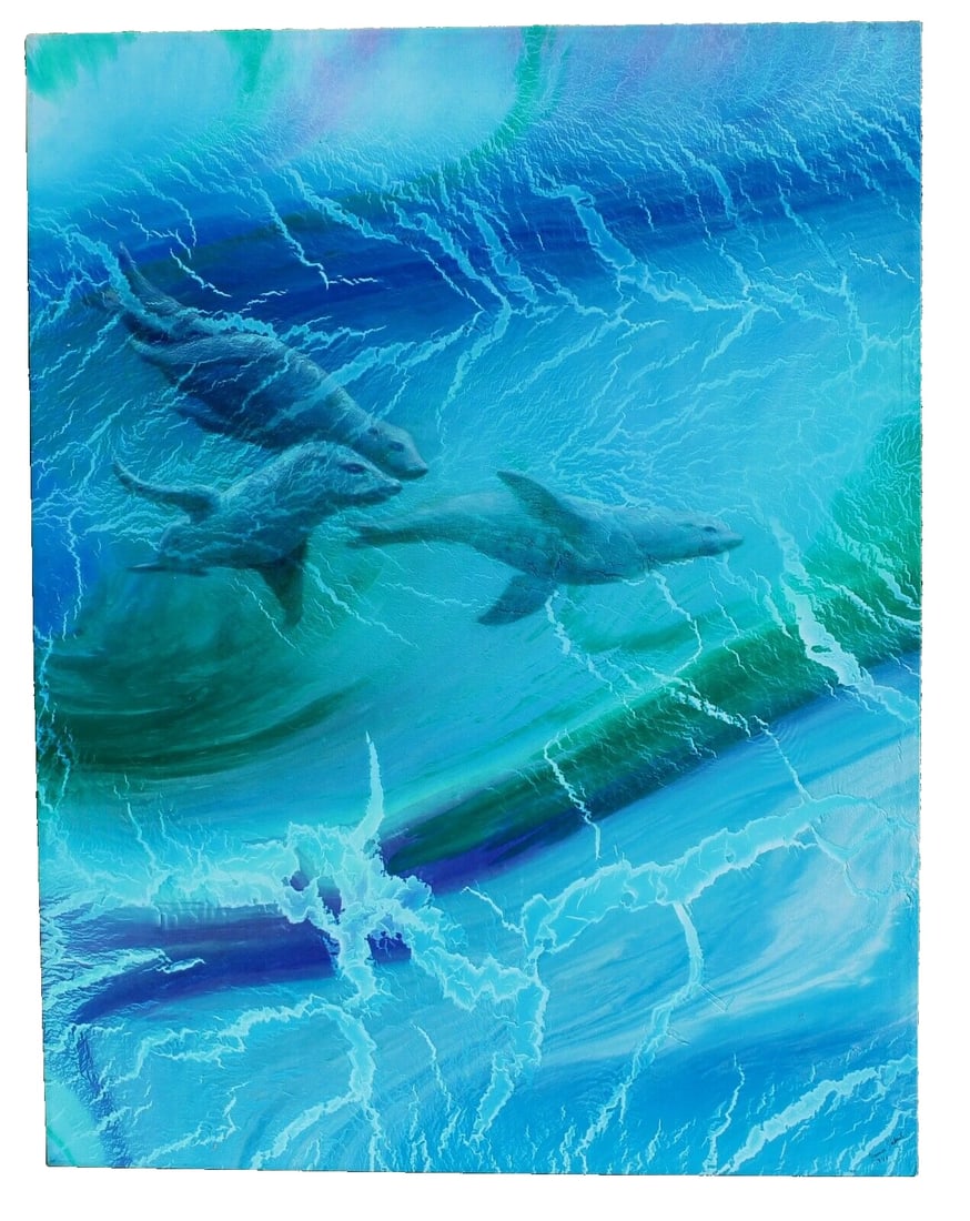 JAMES SIEBERT Sea Lions Spring Waters Acrylic & Oil on Canvas 1991 was $2495 (1 of 6)