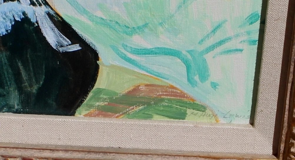 MARGRET HUGI-LEWIS Modern Floral Still Life 1978 oil Jerry Solomon Frame - 5