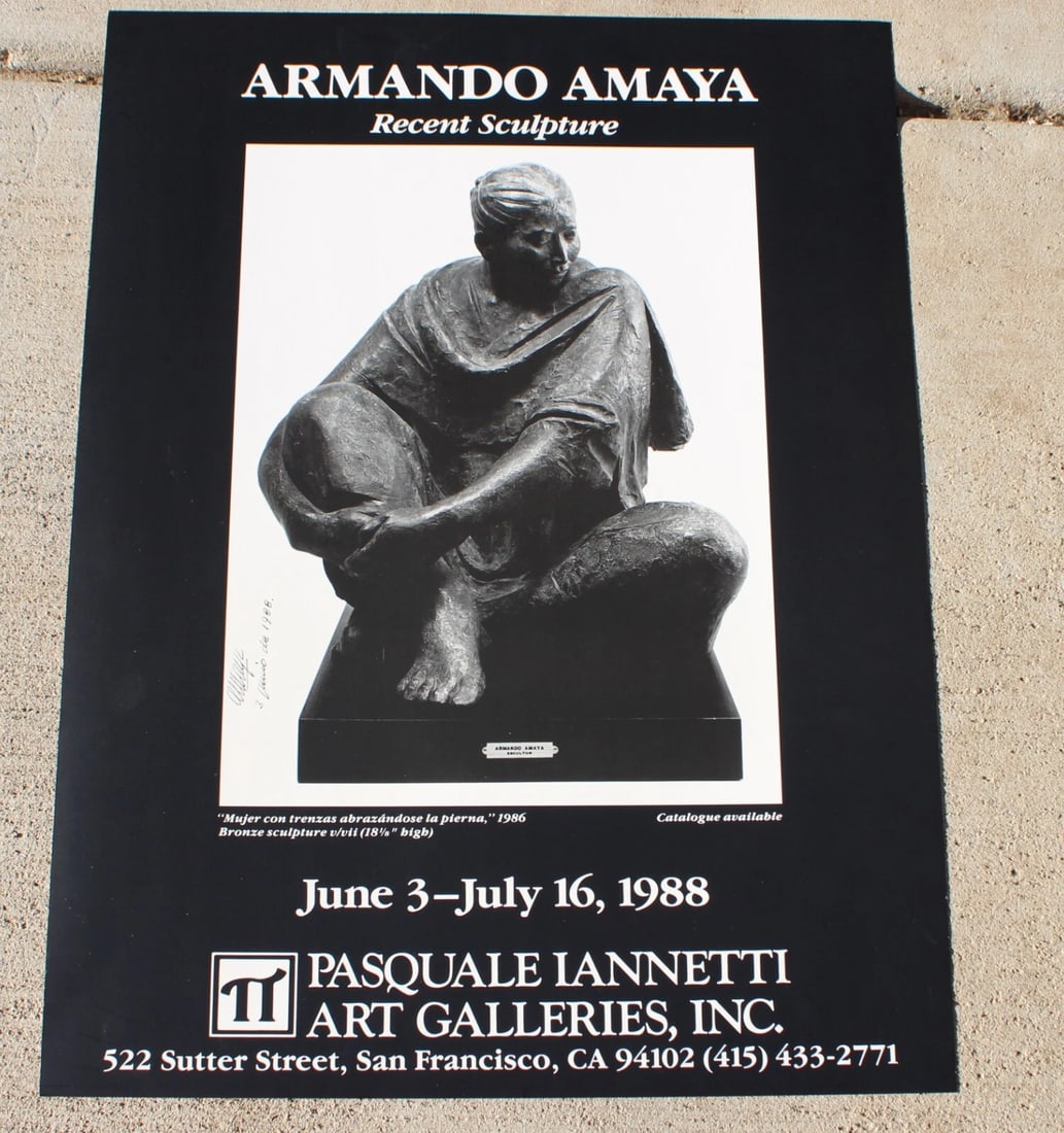 ARMANDO AMAYA Hand Signed Exhibition Poster Pasquale Iannetti Art Galleries 1988: Title: ARMANDO AMAYA Hand Signed Exhibition Poster Pasquale Iannetti Art Galleries 1988Description: ARMANDO AMAYA (born 1935 - Mexican Modernist). Hand Signed Exhibition Poster 1988. From Amaya's
