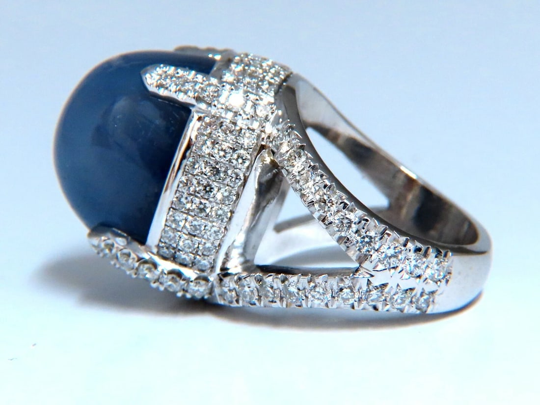 GIA Certified 49.73ct No Heat Color Change Star Sapphire Diamonds Ring 18kt - 4