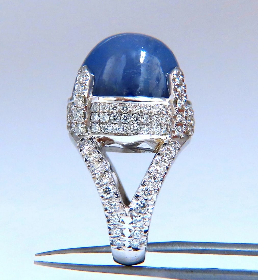 GIA Certified 49.73ct No Heat Color Change Star Sapphire Diamonds Ring 18kt - 6