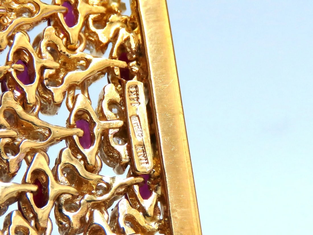 44.58ct Natural Ruby Diamond Wide Cuff Bracelet 14kt Flex Mesh** - 7