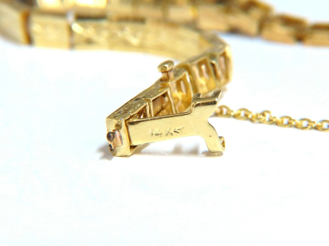 .76 carat natural princess cut sapphire square box bracelet 14kt gold** - 4