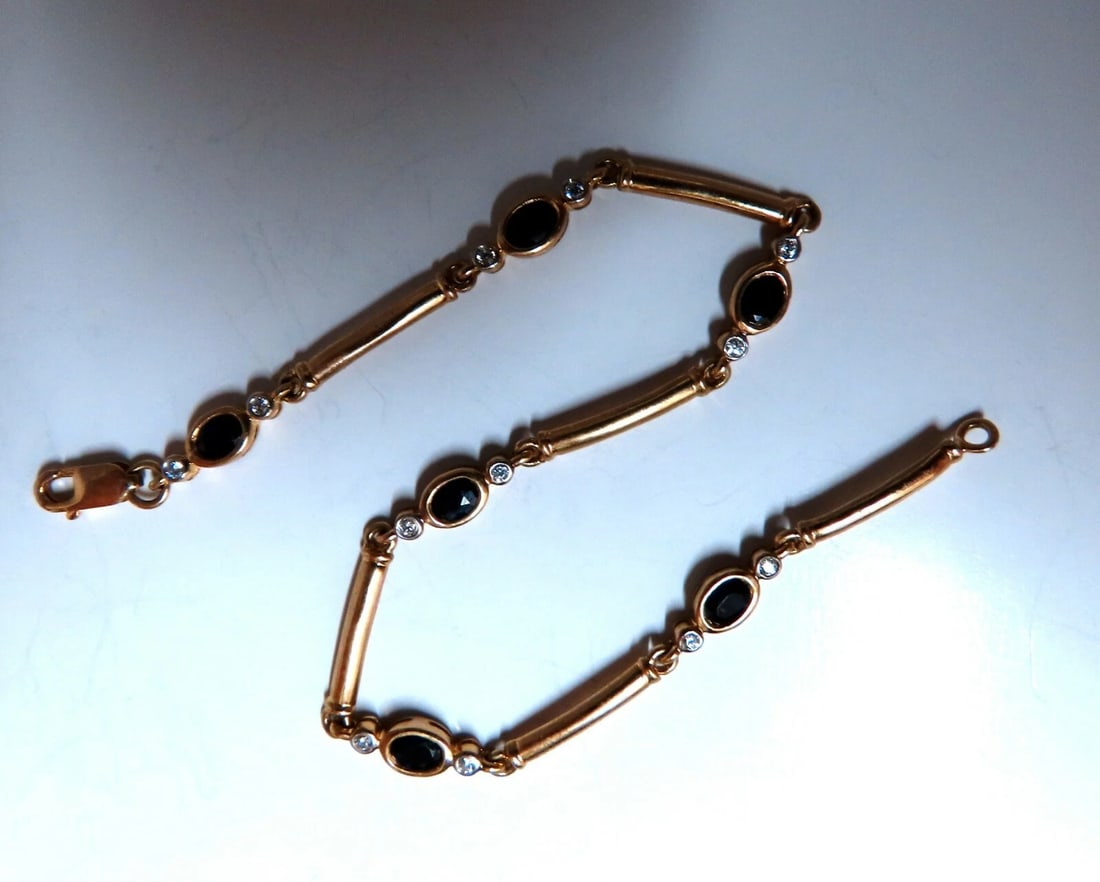 2ct. Natural sapphires CZ sterling silver bracelet gold plated** - 2