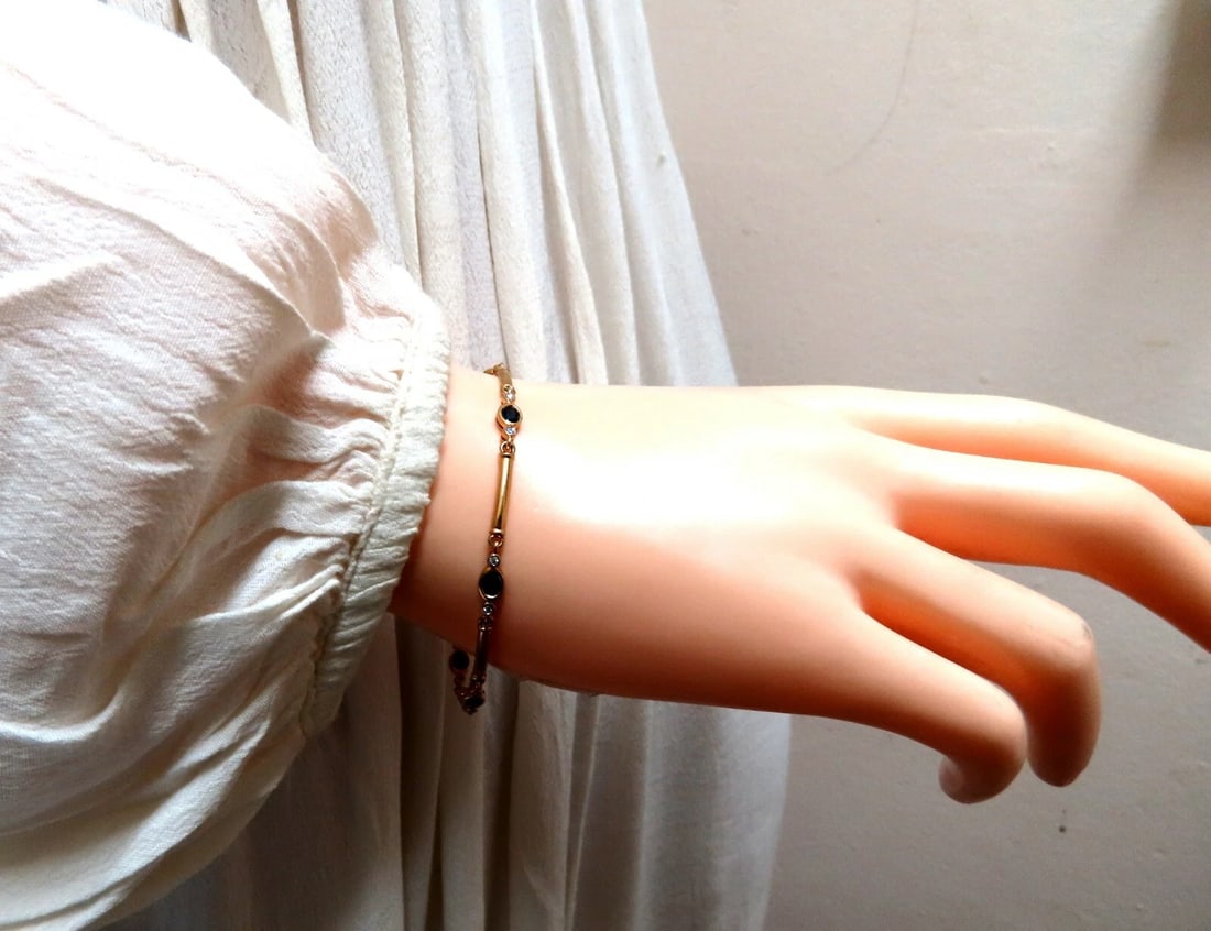 2ct. Natural sapphires CZ sterling silver bracelet gold plated** - 3