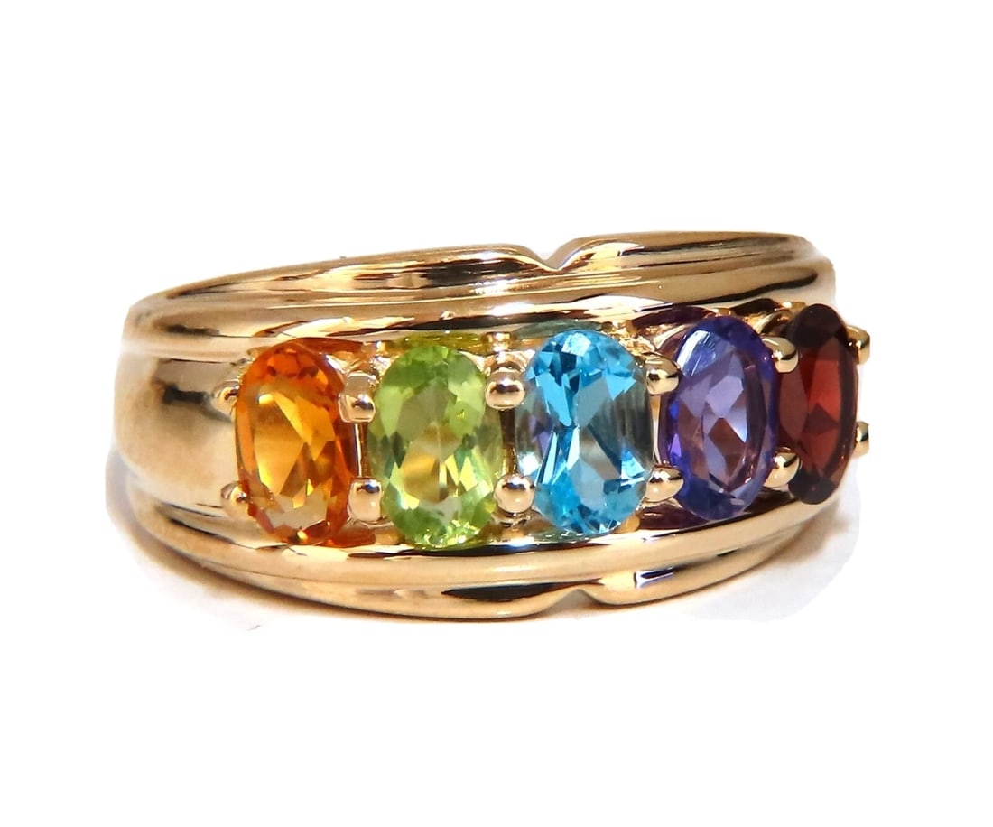 Natural amethyst topaz peridot garnet citrine mother's ring 14 karat** - 2