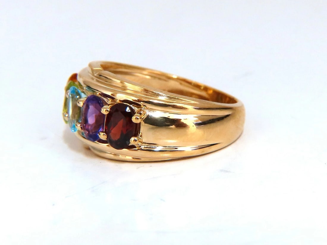 Natural amethyst topaz peridot garnet citrine mother's ring 14 karat** - 3