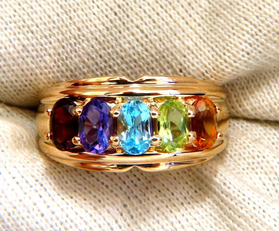 Natural amethyst topaz peridot garnet citrine mother's ring 14 karat** - 5