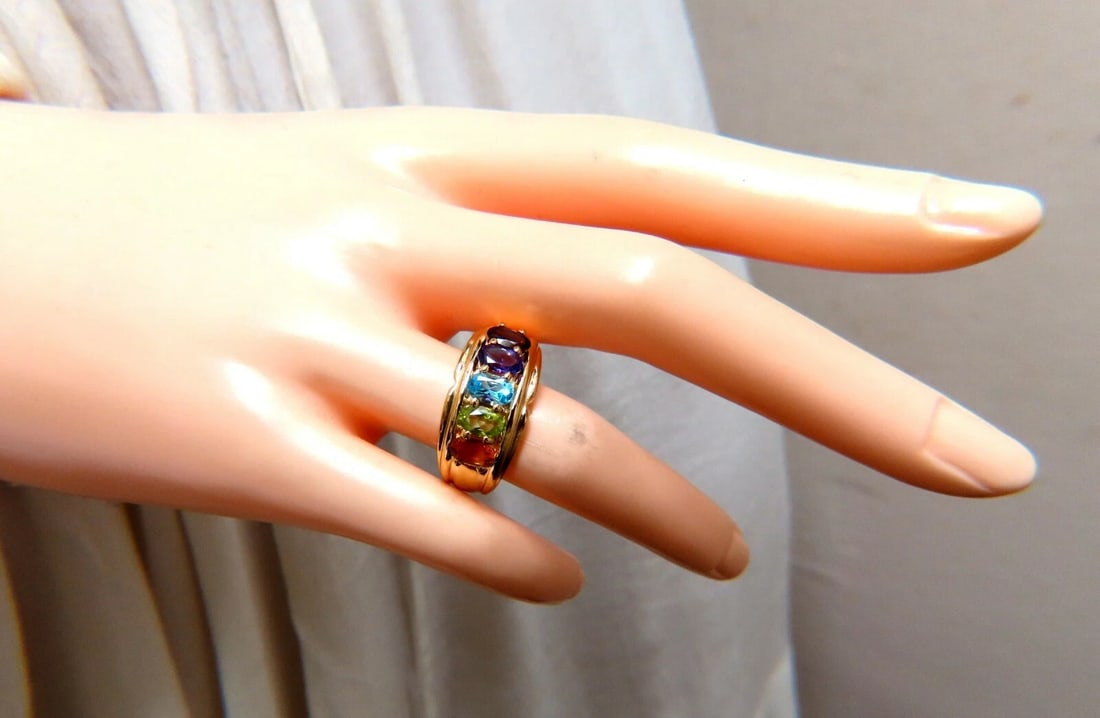 Natural amethyst topaz peridot garnet citrine mother's ring 14 karat** - 7