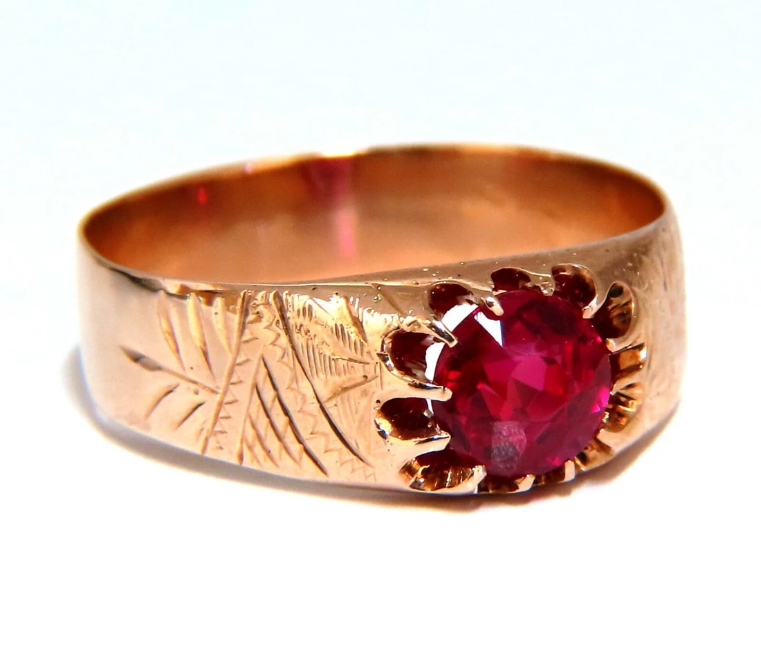 2ct Lab Ruby Vintage European Ring 14kt - 2