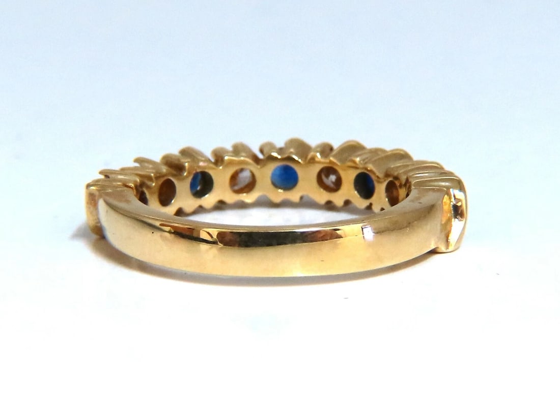 .90ct Natural Round Sapphires Diamonds Band 14 Karat - 4